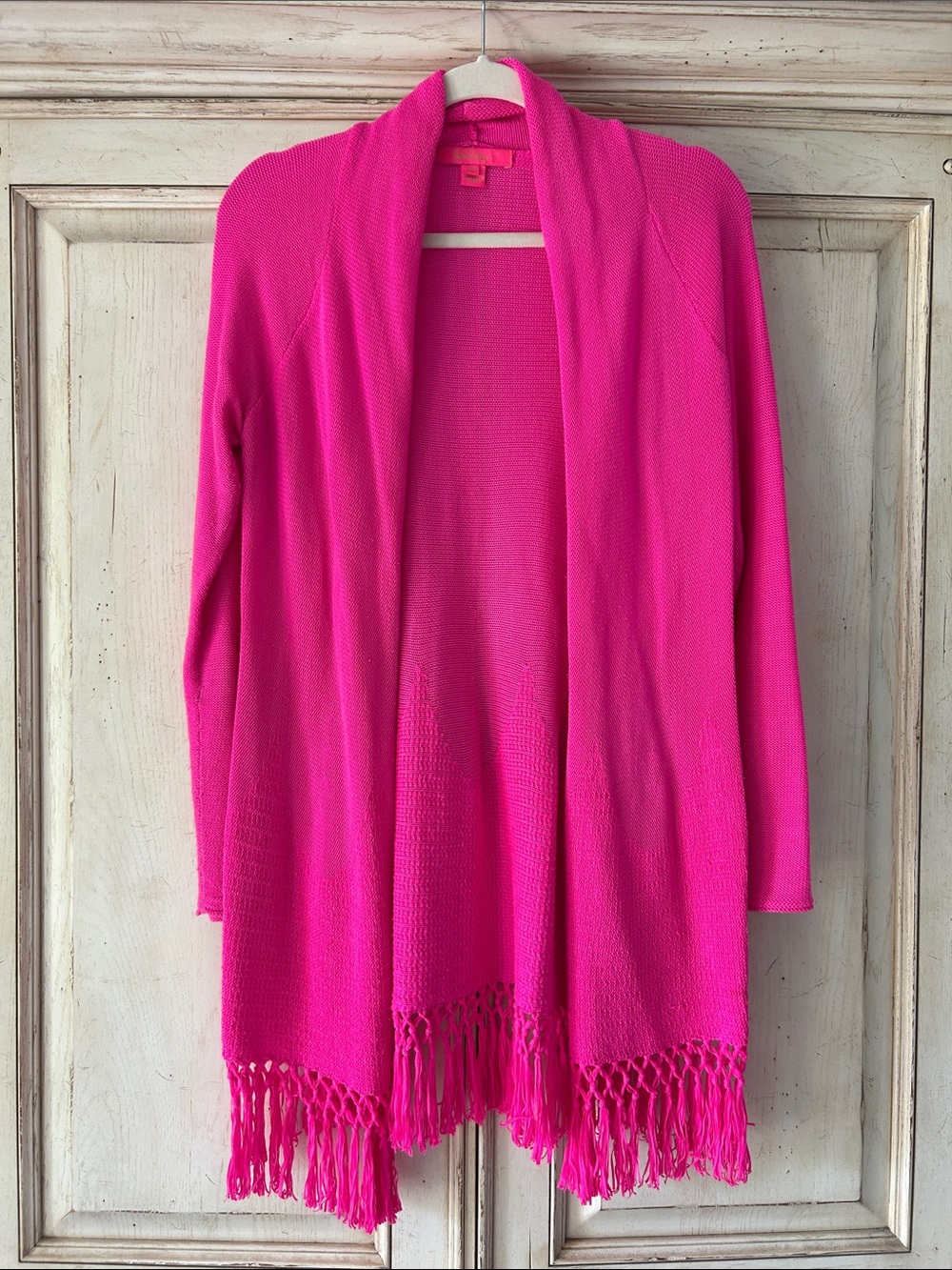 Lilly Pulitzer Tadum Open-Front Fringe Cardigan - Bright Pink
